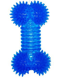 Blue dog toy with spiky texture on a white background, featuring the brand 'Büd'z'.