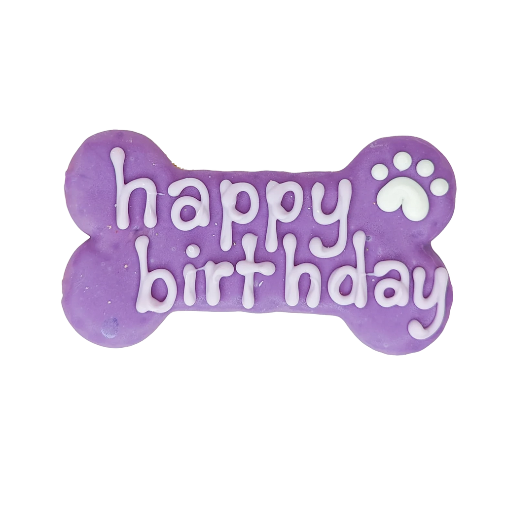 Happy Birthday Purple Bone Cookie