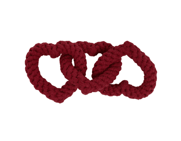 3 Red Heart Rope Dog Toy by Jax and Bones