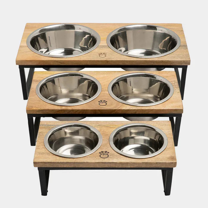 GF Pet Mango Wood And Metal Double Dish Elevated Diner