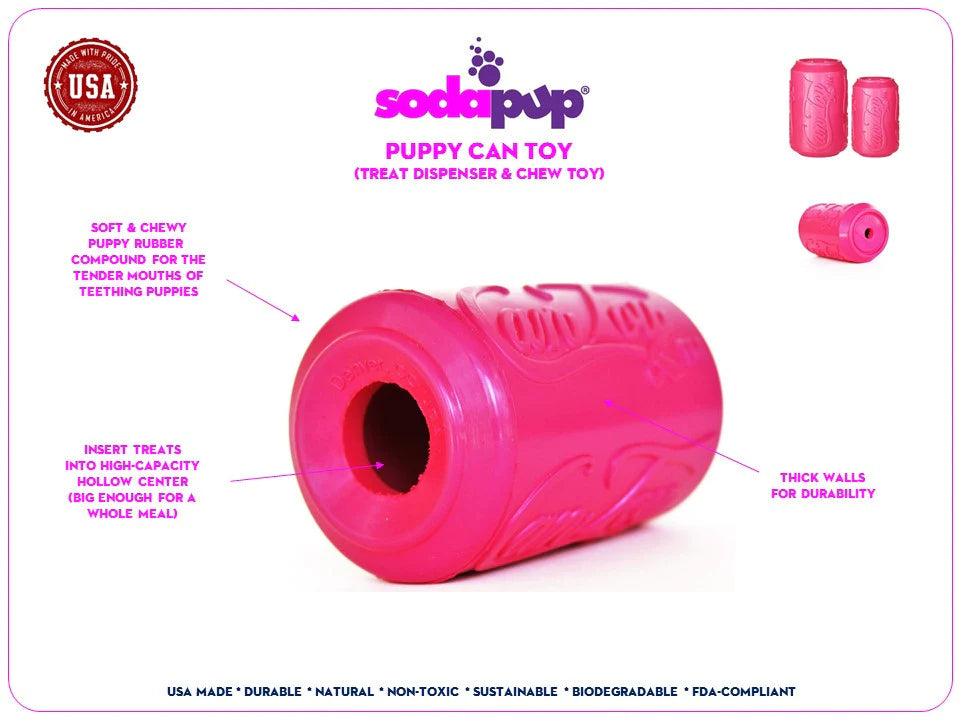 Puppy Can Durable Rubber Chew Toy & Treat Dispenser